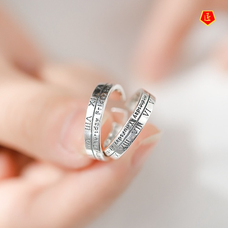 [Ready Stock]S925 Silver Simple Personality Couple Ring Retro Fashion