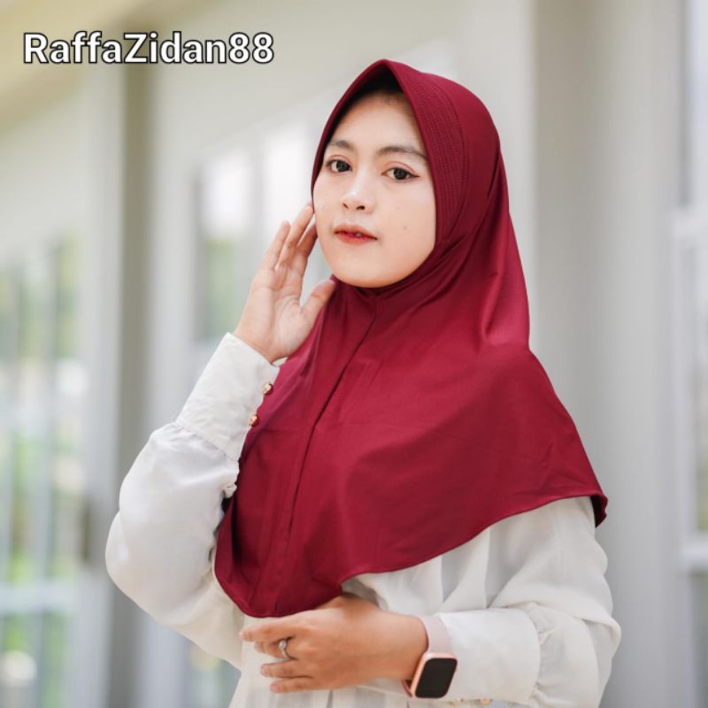 Jilbab Bergo Hamidah Jersey | Bergo Sport Jersey Premium | Kerudung Sekolah Size M-MAROON