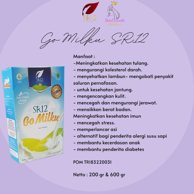 

GO MILKU SR12 SUSU KAMBING ETAWA OROGINAL 600 GRAM