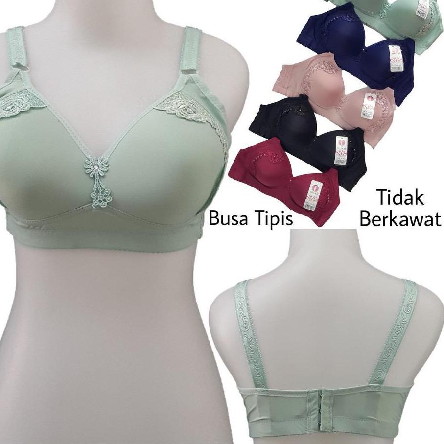 ❀ TOYAZI | BRA KAIT 3 JUMBO Bra/BH Busa Tipis Tak Berkawat Nilon Polos Brukat Kait 3 Cup Besar 333 ™