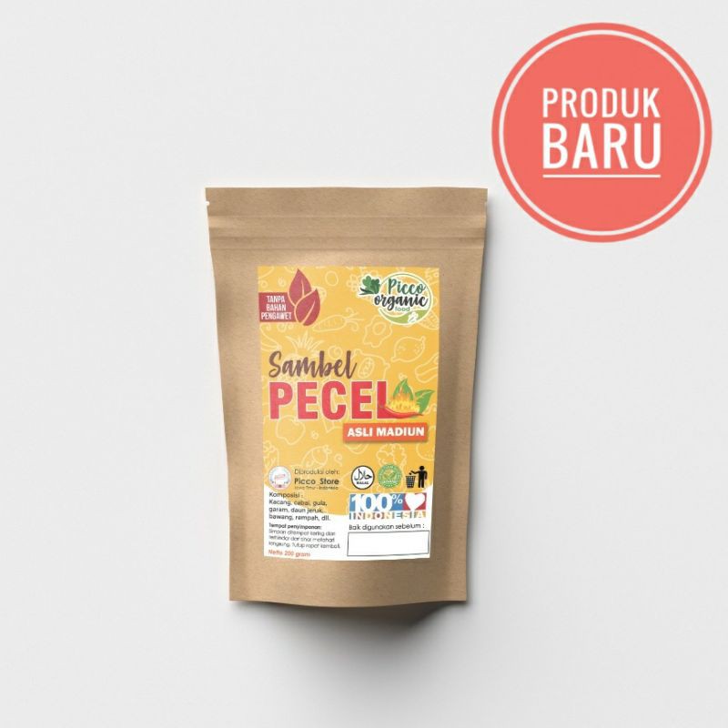 

ORGANIK HALAL Sambel Pecel Asli Madiun 200 gr Bumbu Sambal Tradisional Instan Bubuk Kacang Pedas