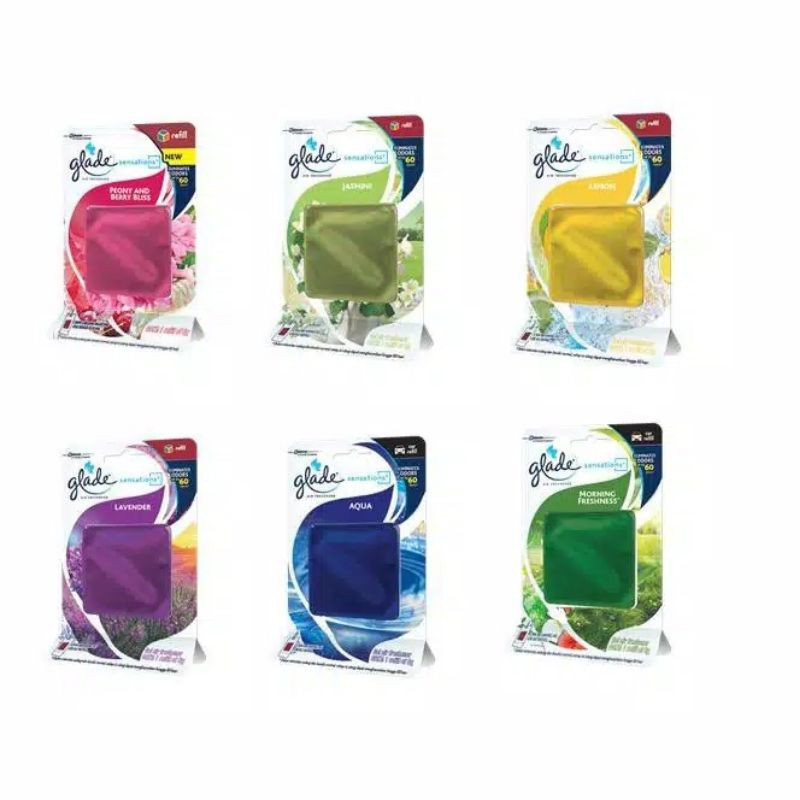 GLADE PENGHARUM RUANGAN GANTUNG SENSATION 8 GR / JASMINE LEMON LAVENDER MORNING FRESHNES AQUA