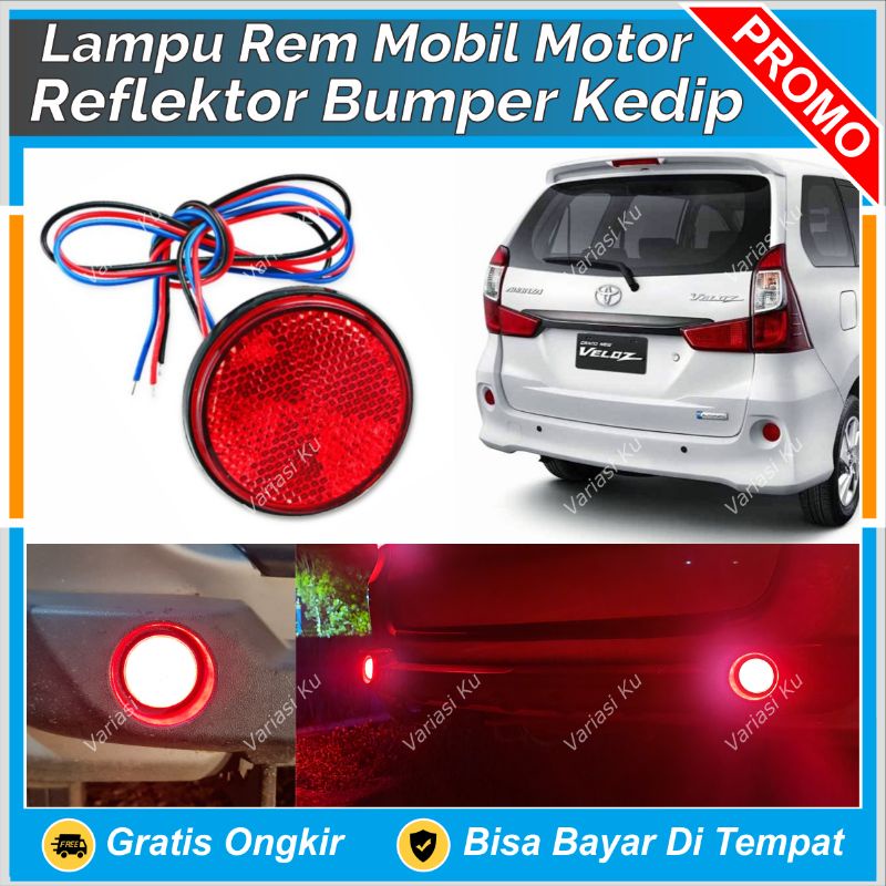 LAMPU REM REFLEKTOR SPAKBOR BUMPER DRL MATA KUCING BULAT 2 MODE BISA KEDIP STROB0 UNTUK MOBIL & MOTO