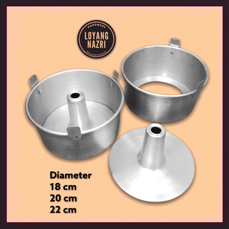 LOYANG CHIFFON CAKE LURUS “PRESS TANPA SAMBUNGAN”  Ukuran 18cm/20cm/22cm