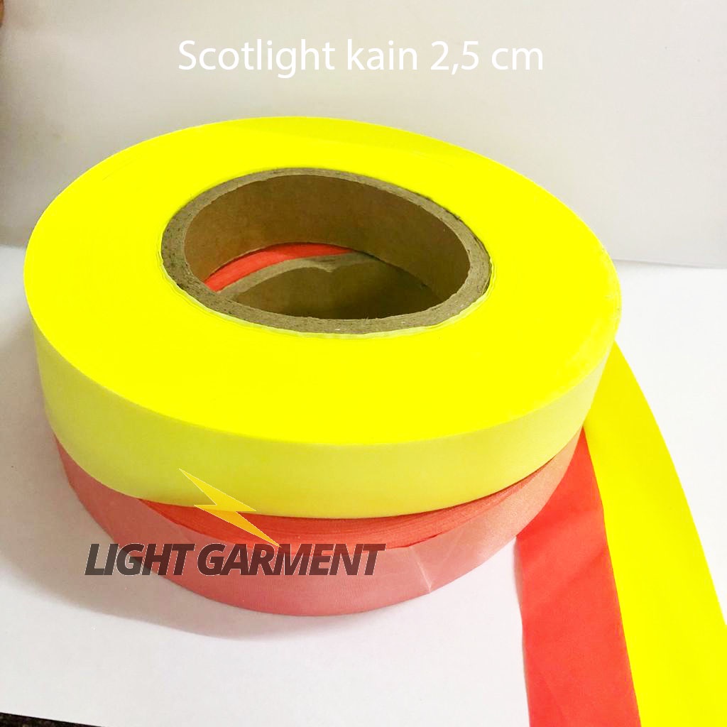 Pita Scotlight / Scotchlite / Skotlet Kain Warna lebar 2,5 cm isi 100 meter / Kain reflektif reflektor reflective pemantul cahaya