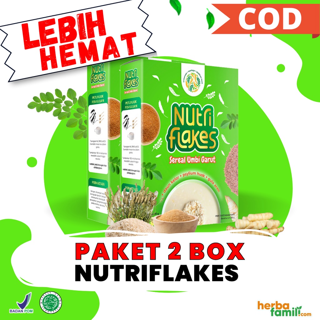 2 Box NUTRIFLAKES Sereal Umbi Garut Minuman Serbuk Umbi Garut Sereal Sehat Atasi Asam Lambung Maag Geerd - Bayar Ditempat