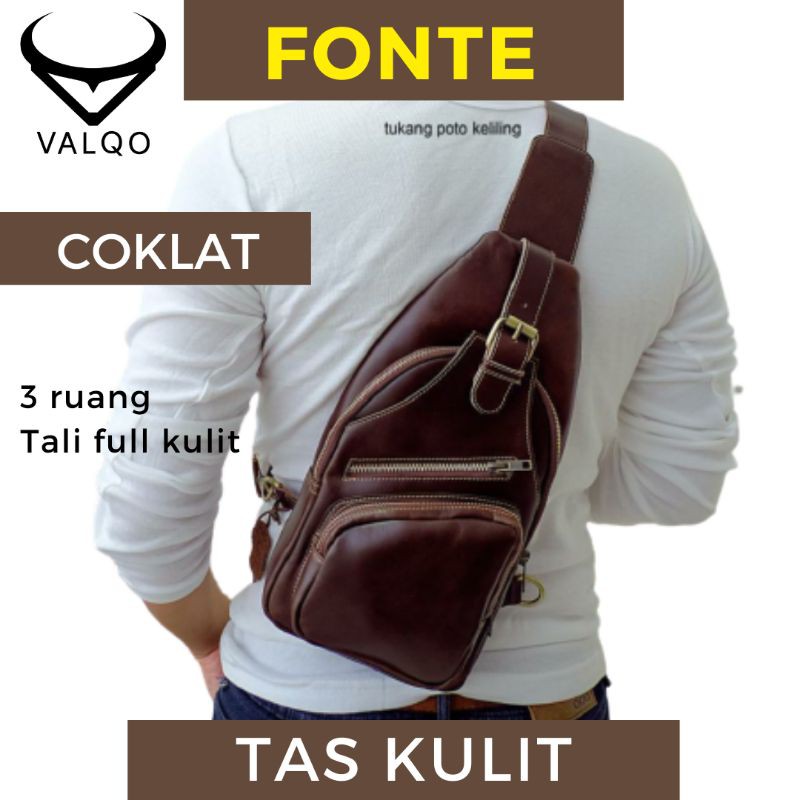 [VALQO] Tas FONTE Kulit Sapi Waist bag Tas dada Slingbag Tas Selempang Pria Wanita bisa COD