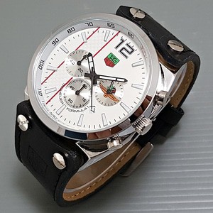 Jual Jam Tangan Pria / Cowok Tag Heuer Chrono Aktif Leather Black White