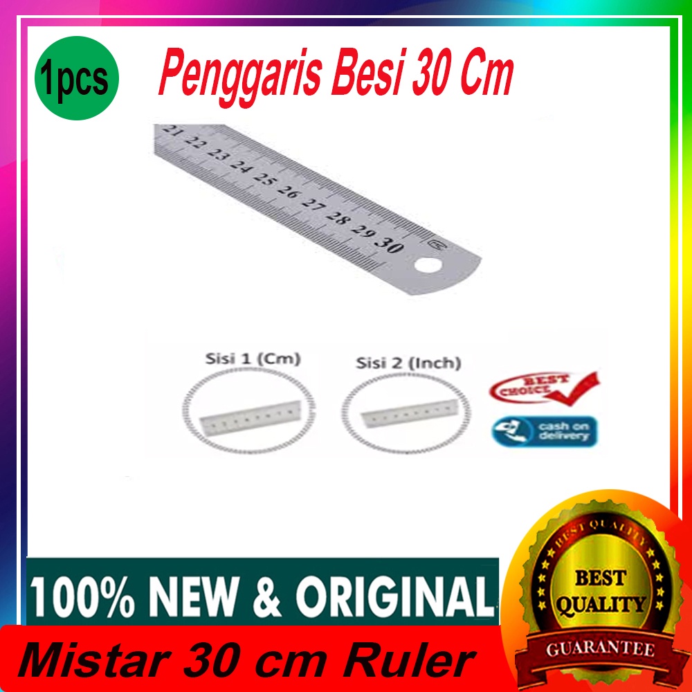 1 Pcs Penggaris Besi 15 Cm &amp; 30 CM Mistar 15 cm / Mistar 30cm Ruler Penggaris Pelengkapan Sekolah Anak