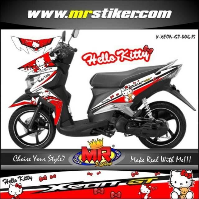 Decal Dekal Xeon Gt 125 Hello Kitty Putih Merah Stiker Sticker