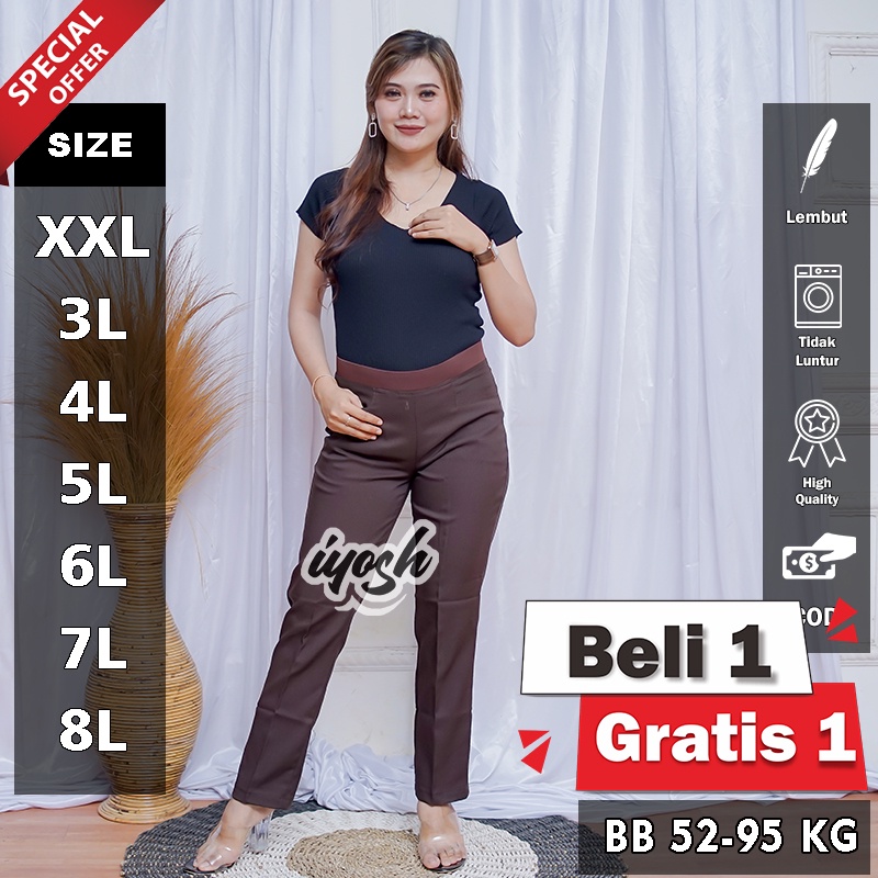 Celana Kerja Wanita Pinggang Karet Jumbo / Celana Formal / Office Pants