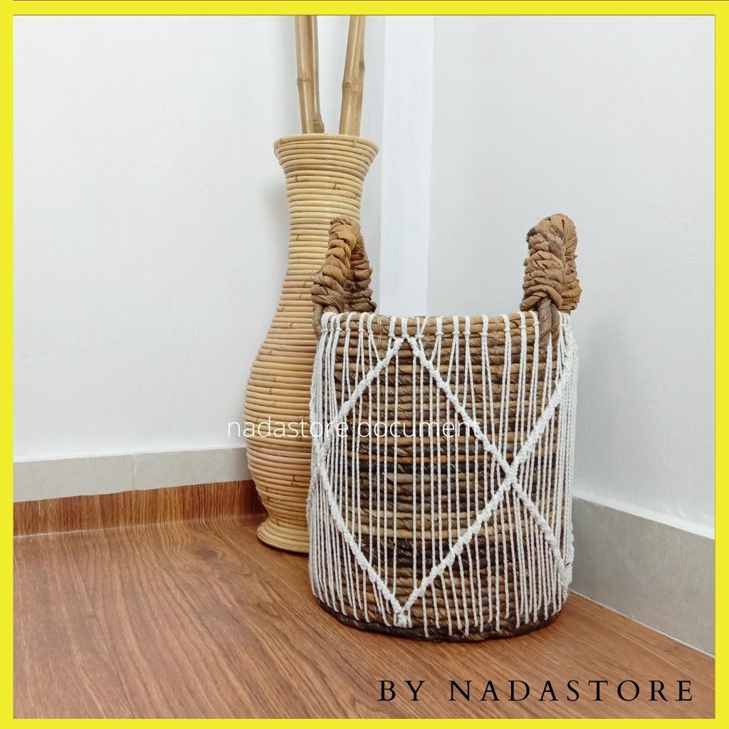 Keranjang Anyaman Banana Macrame / Cover Pot / Keranjang Macrame Keranjang Pelapah Pisang BM001