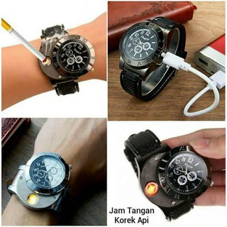 Terlaris Jam Tangan Pria 2in1 Korek Api Rokok Lighter
