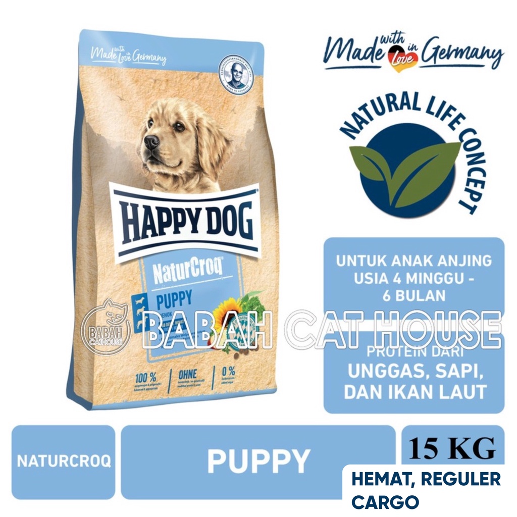 HAPPY DOG NATURCROQ PUPPY 15KG Dog Food HD Makanan Anak Anjing 15 Kg KURIR EKSPEDISI Kering Pencerna