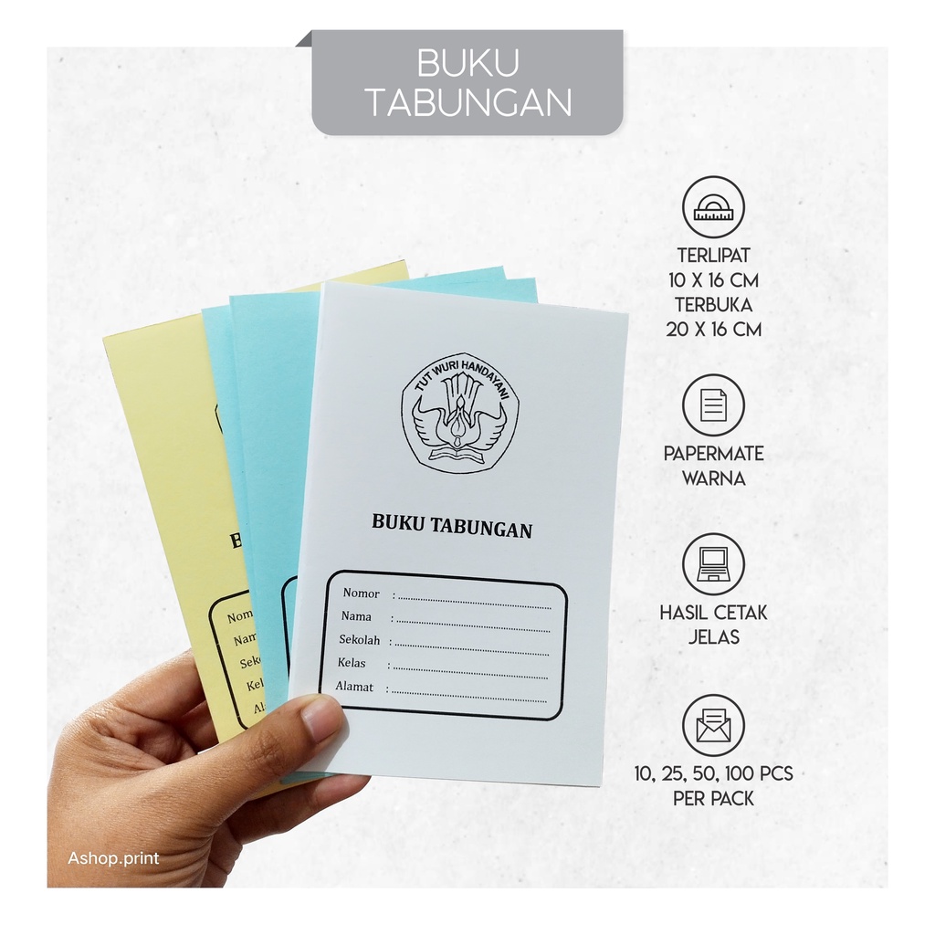 

BUKU TABUNGAN LEMBARAN | BUKU MENABUNG | TABUNGAN SEKOLAH | TABUNGAN MENABUNG | TABUNGAN MENGAJI | TABUNGAN LES | TABUNGAN PKK