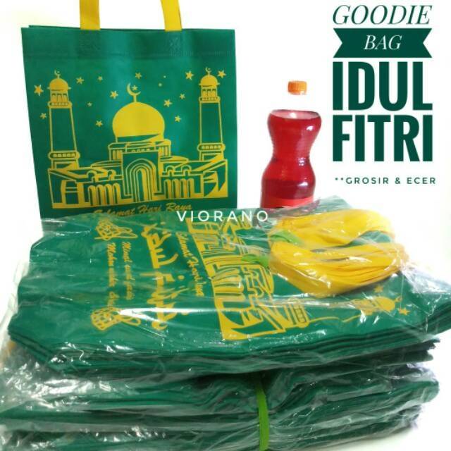 Tas Bingkisan Lebaran Model Jahit Dengan Tapak Bawah Ukuran 30x40 Goodie Bag Idul Fitri Hantaran Hari Raya