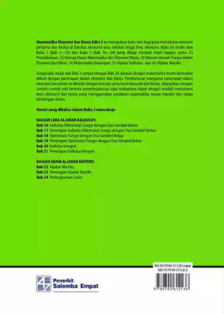 Buku Matematika Ekonomi Bisnis 2 E2 Koran Penulis Josep Bintang Kalangi Shopee Indonesia