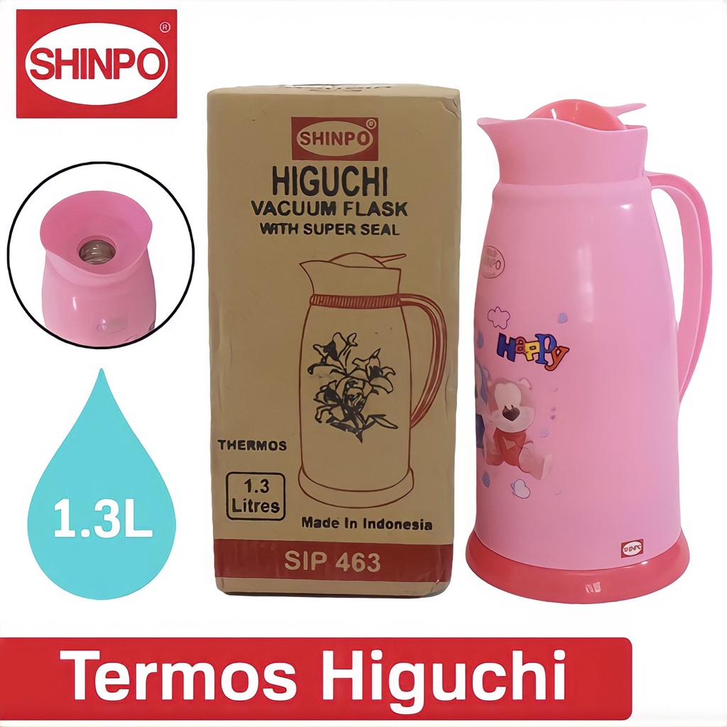 ( BISA COD ) PROMO SHINPO TERMOS AIR PANAS &amp; DINGIN HIGUCHI SIP 463 / TERMOS AIR PANAS 1,3 LITER / THERMOS HIGUCHI VACUUM FLASK WITH SUPER SEAL / TERMOS LUCU