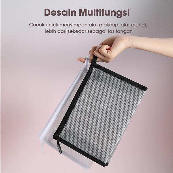 Pouch Kosmetik Portable SAMONO SMB003  Dompet Jaring Serbaguna Polos Tempat Organizer Anti Air Murah