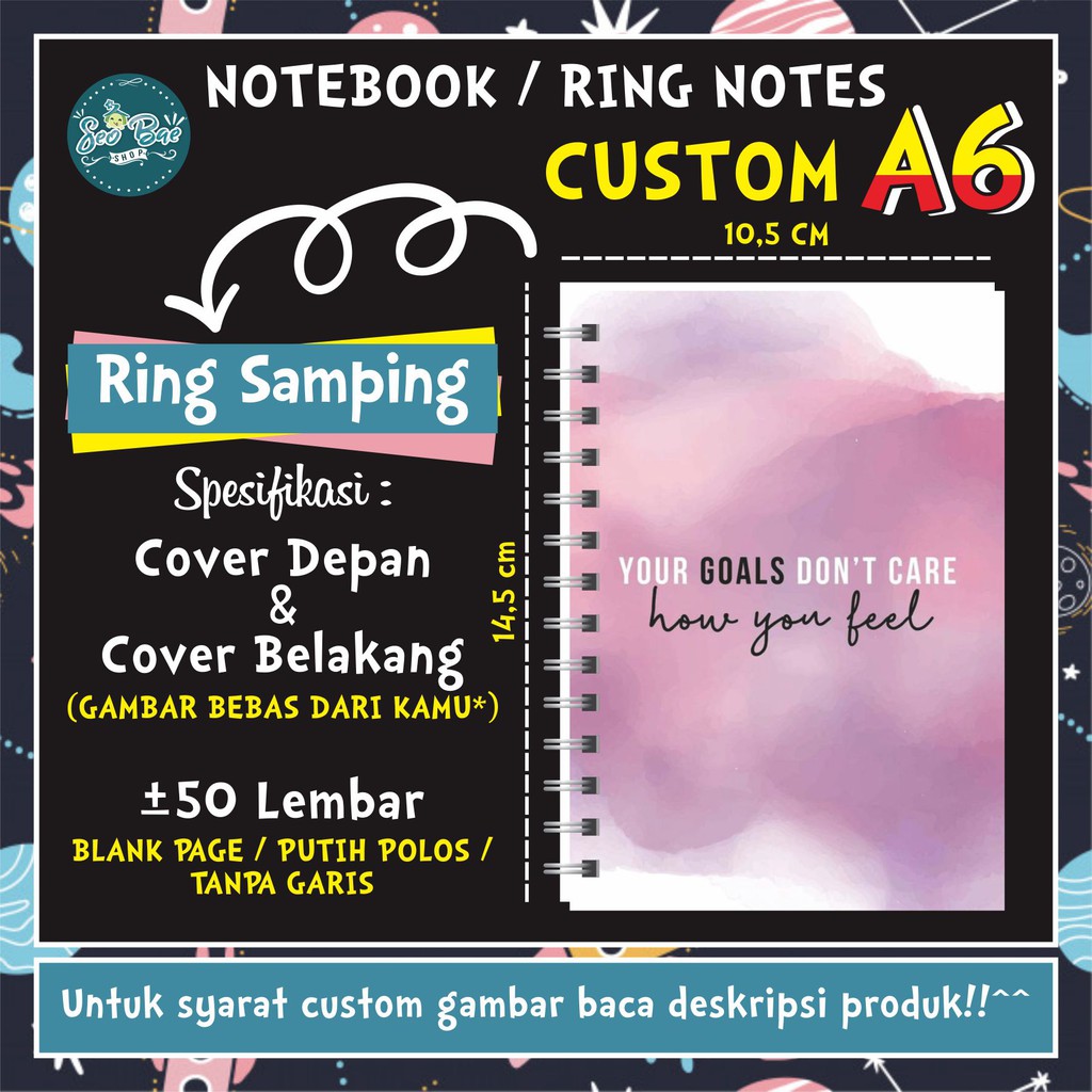 

Buku Custom Souvenir Notebook / Ring Note Spiral A6 Murah