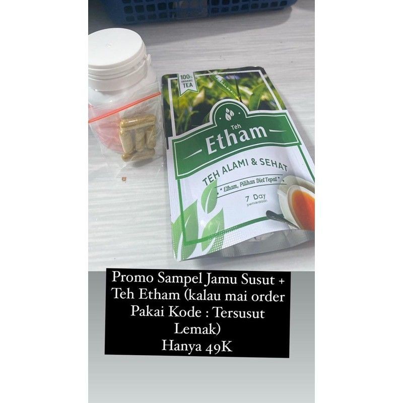 Promo sampel jamu susut 5kapsul & 7 teh jamu jestham teh etham teh diet etham Pelangsing penekan