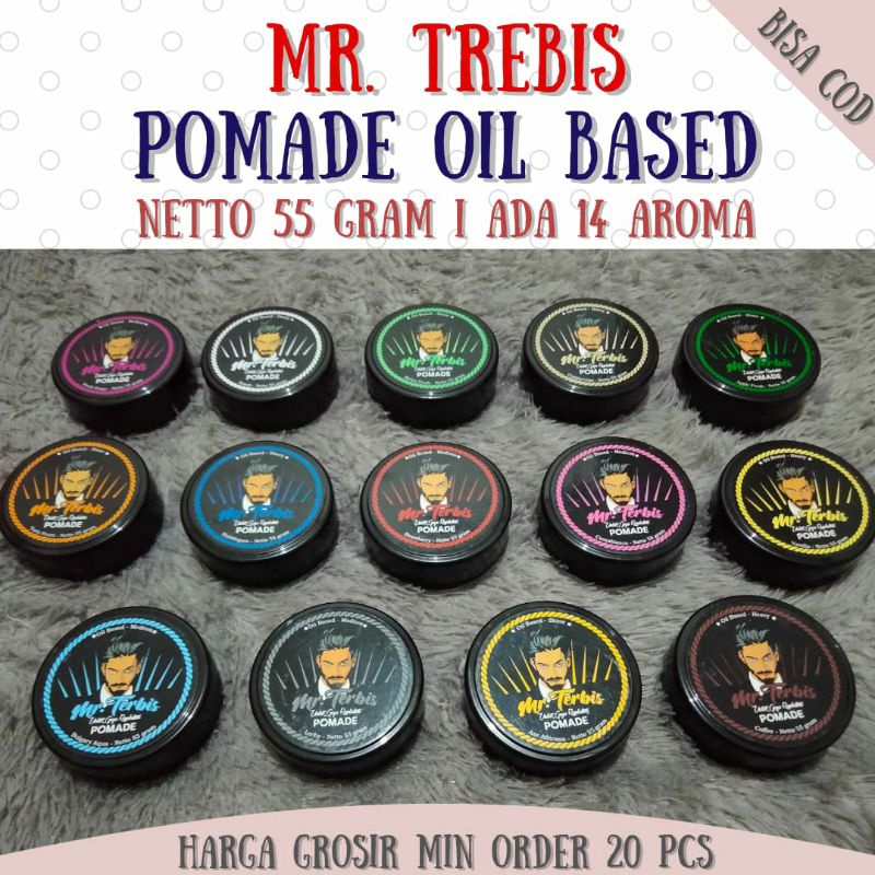 Grosir COD Pomade Oil Based Mr Trebis Minimal Order 20 Pcs Free Sisir 5 Pcs