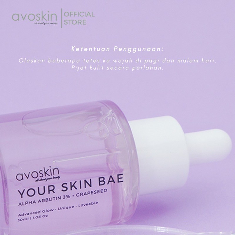 AVOSKIN Your Skin Bae Alpha Arbutin 3% + Grapeseed Indonesia / Avo Skin / Advanced Glow Unique Serum