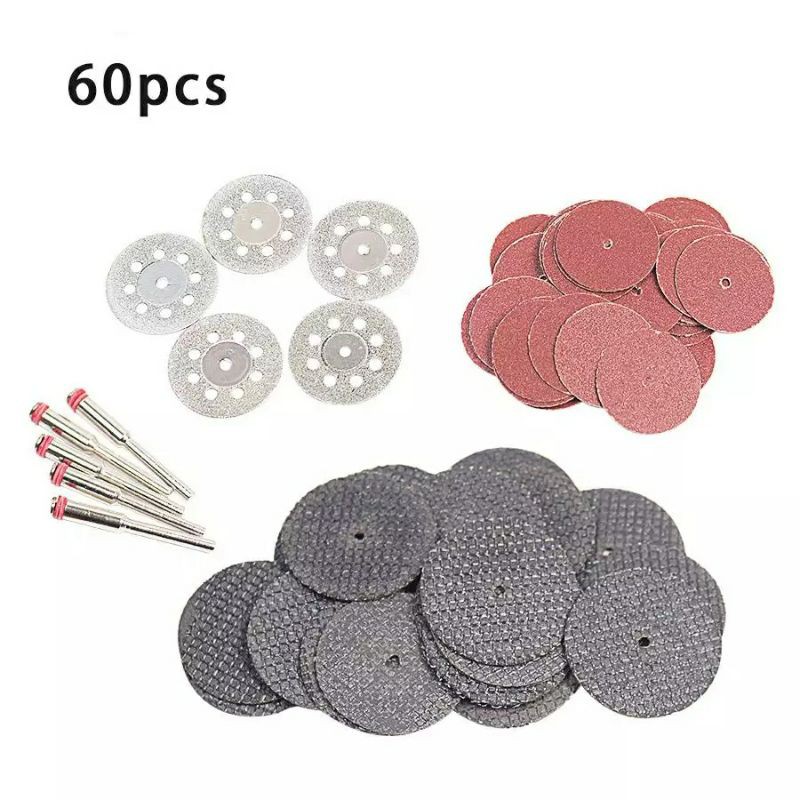 ISI 60pcs Mata Potong Plat Besi Baja Ringan Galvalum Diamond Cutting Disc Bor Mini grinder