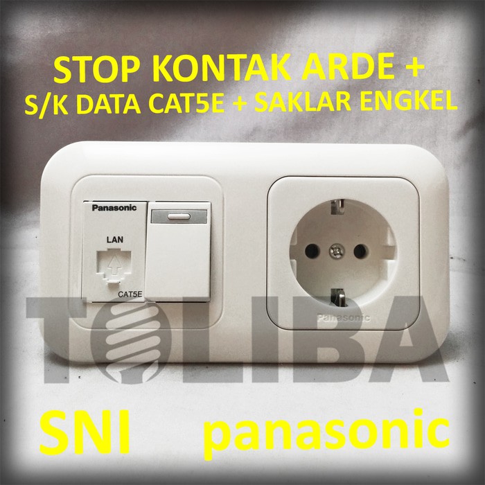 stopkontak non cp + stop kontak data cat5e + saklar engkel panasonic