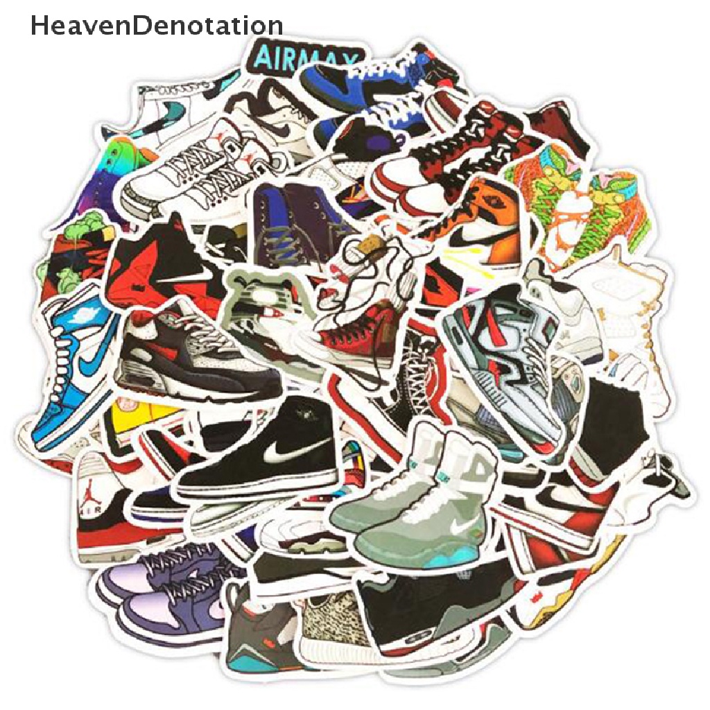 (Heavendenotation) 50pcs Stiker Sepatu Sneakers Jordan Anti Air Untuk Laptop / Skateboard / Koper