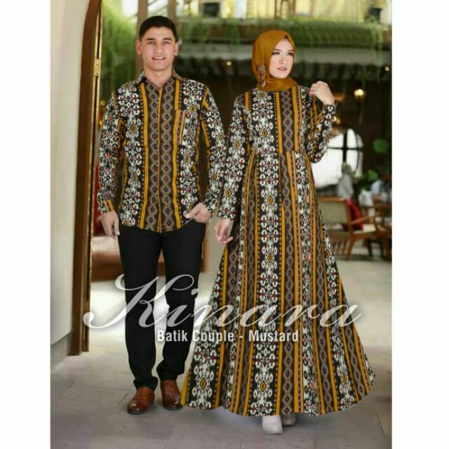 Kinara Batik Couple Dress dan Kemeja Batik Pria