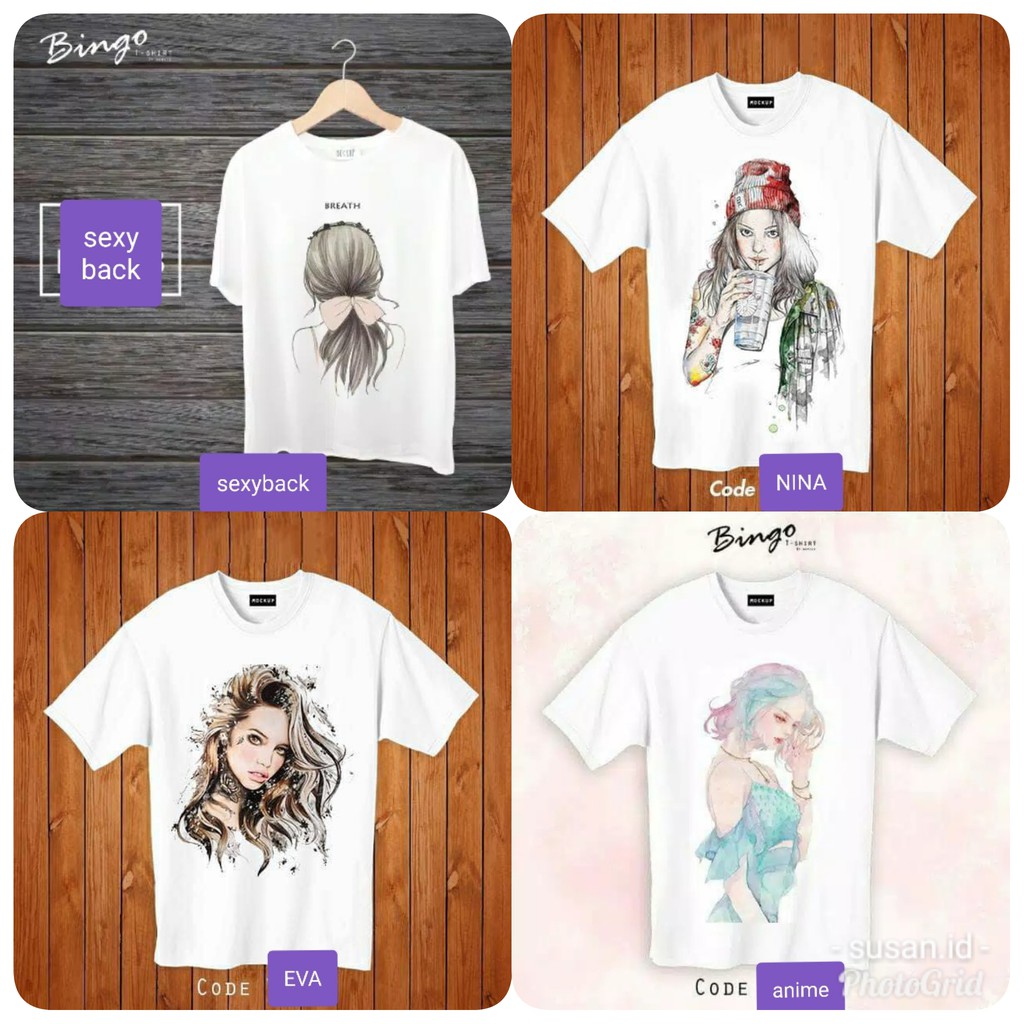 PROMO Kaos Tshirt Cantik Feminim Tee Edisi Putih