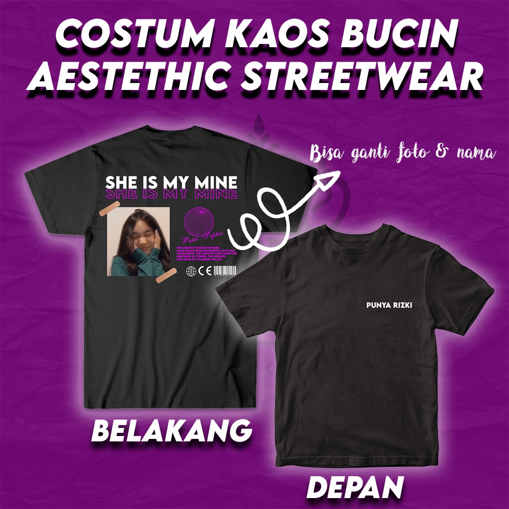 Kaos Distro Breathingltd Kaos Bucin Bebas Request Foto & Nama Pasangan  / Atasan Kaos / Streetwear /