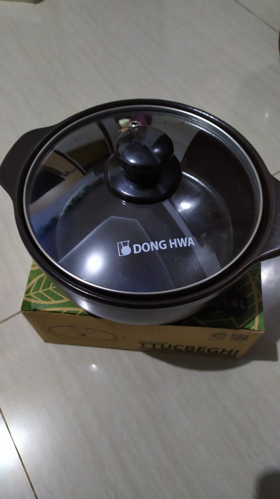 Dong Hwa  Panci Mangkok Keramik Korea Tutup Kaca Ttukbeqhi Ceramic Pot