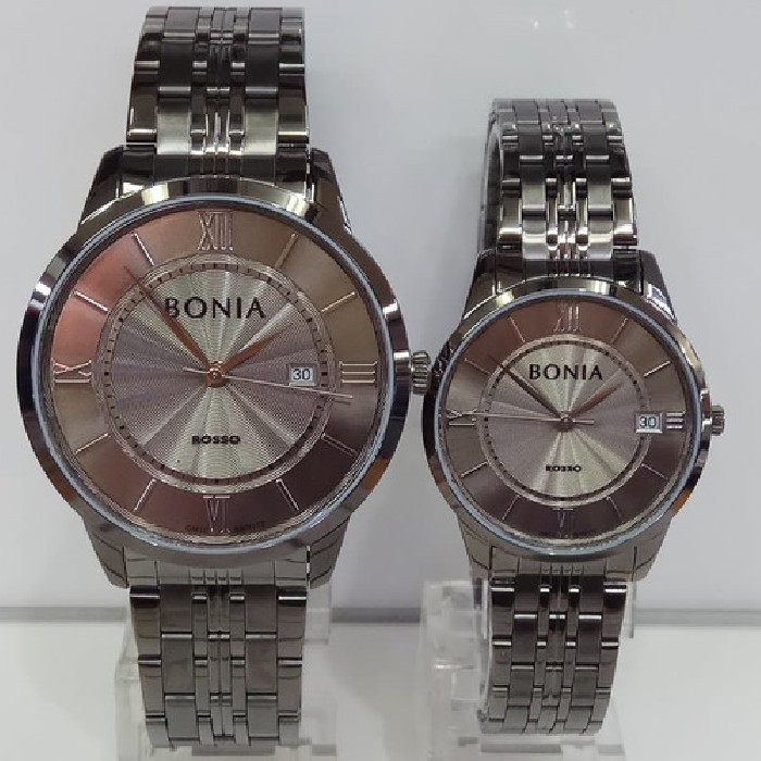 Jam Tangan Couple Bonia BNR172 Rosso Grey Stainless Steel