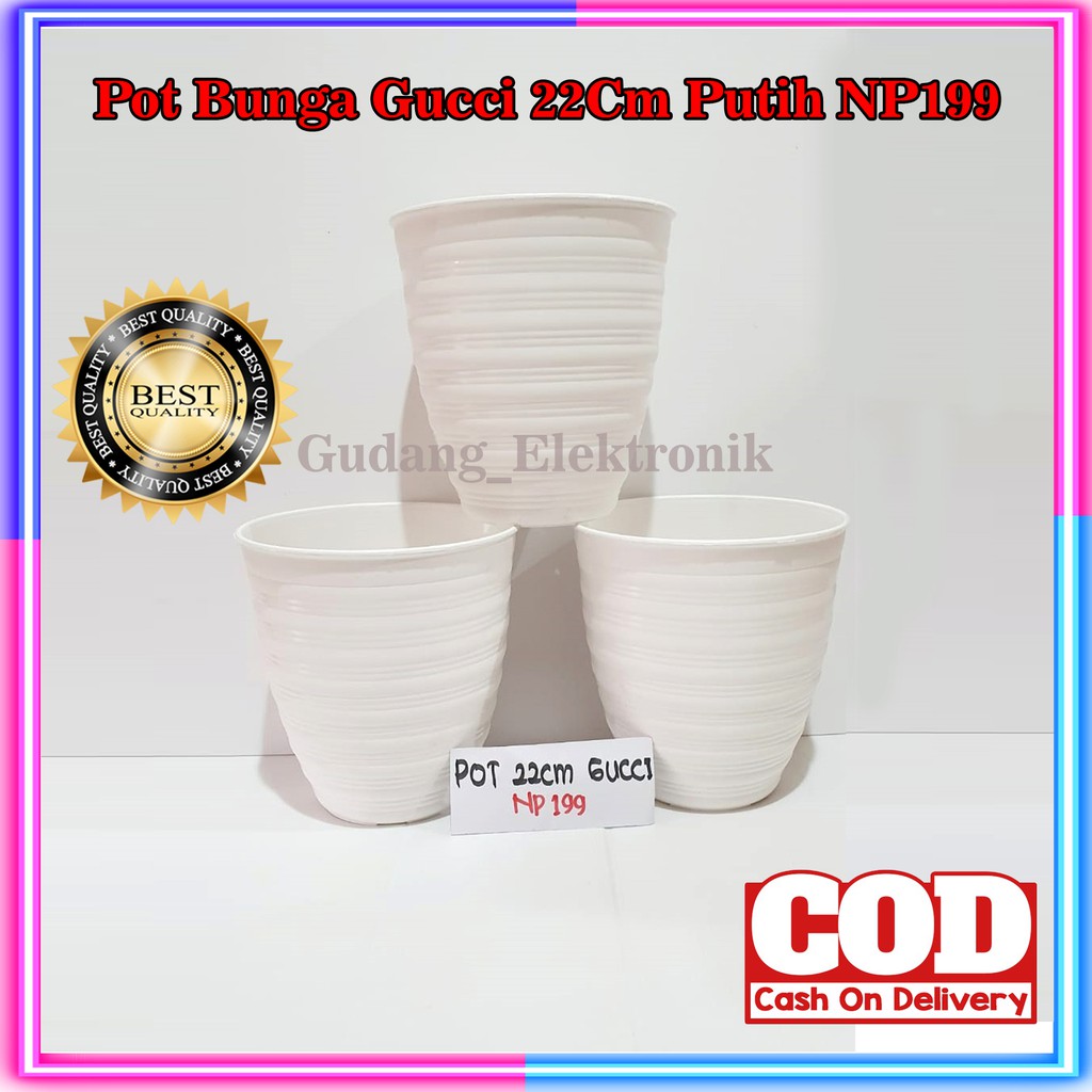 POT BUNGA PLASTIK 22cm  PUTIH Gucci