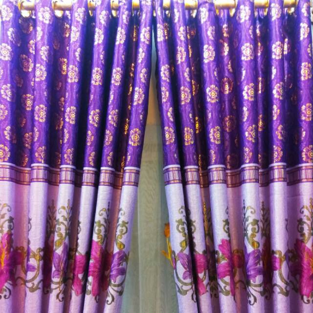 Hordeng ungu gorden printing mas mewah dan elegan