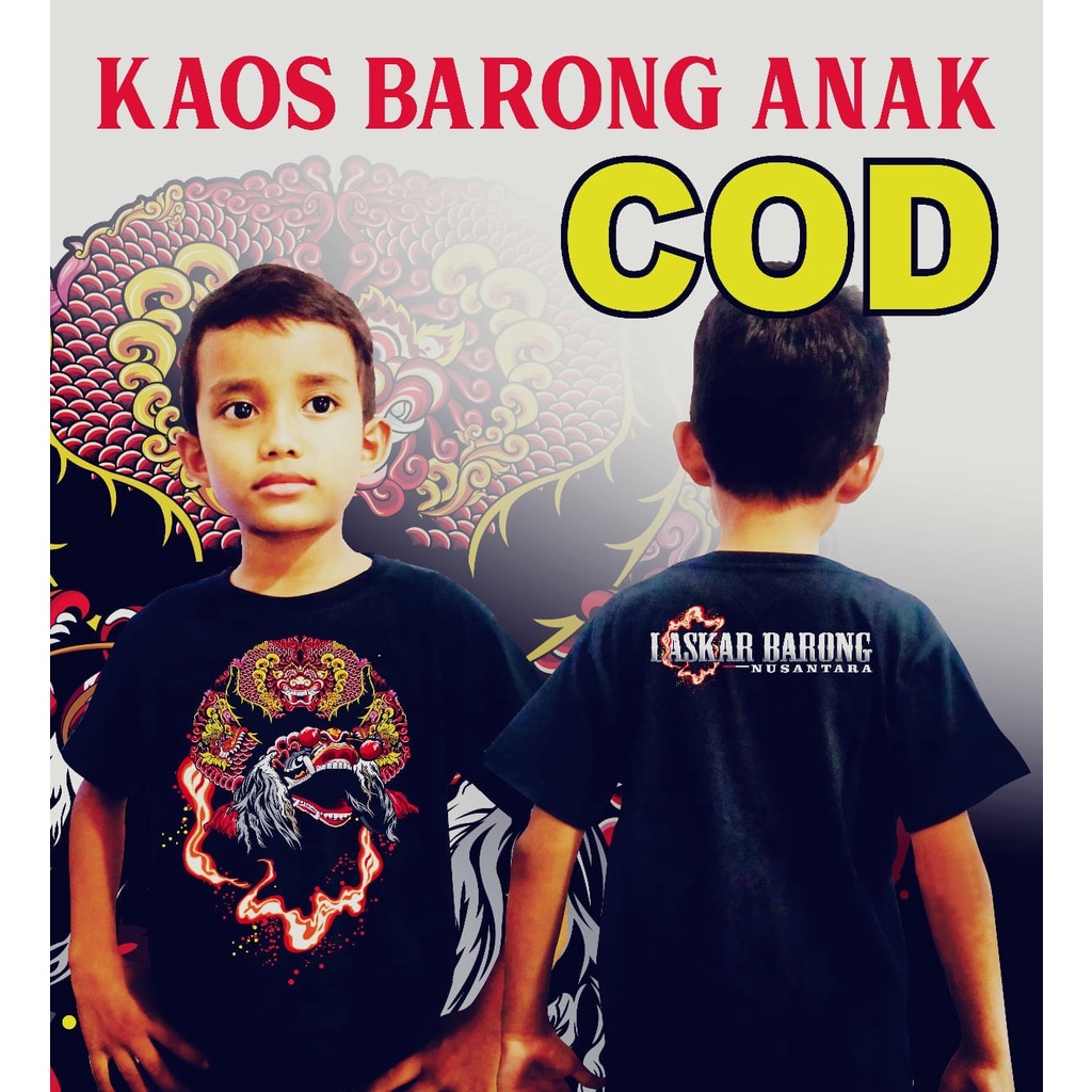 Kaos Barongan Jaranan Anak Catton Combed 30s Desain Original Bahan Adem laki Laki Perempuan