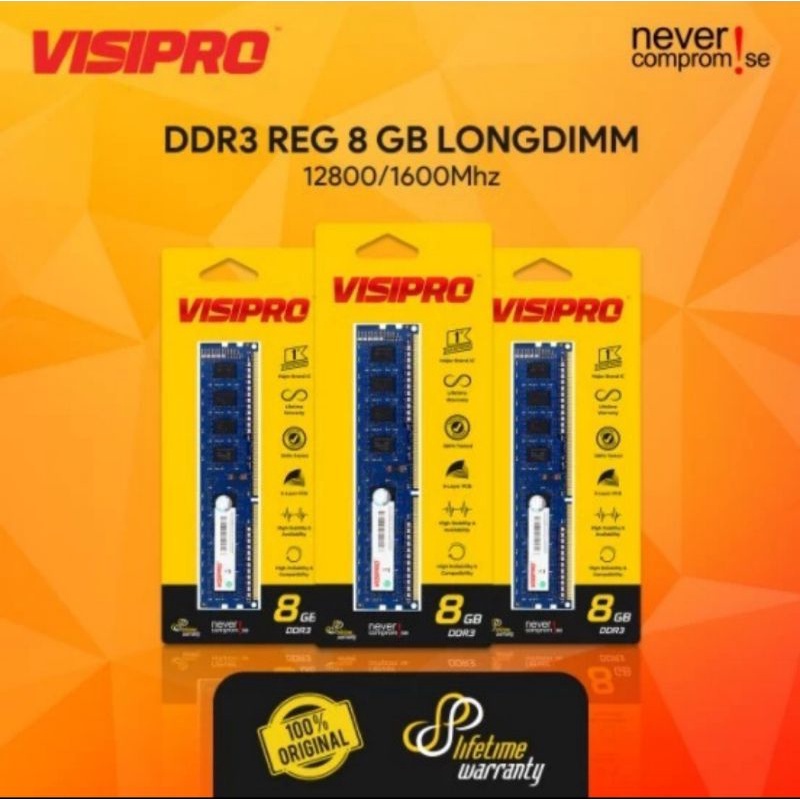 MEMORI SERVER VISIPRO ECC REG 8GB DDR3 12800/1600MHZ