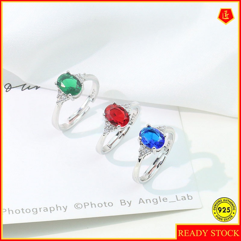 Cincin Kristal Emerald Warna Merah Dan Biru Untuk Wanita