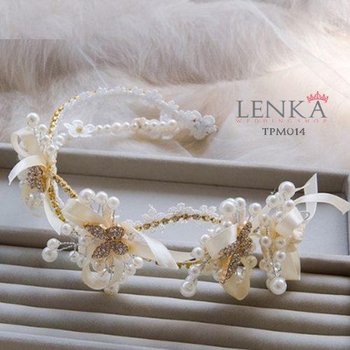 LENKA Tiara Pesta Wedding Crown Headpiece Bridesmaid Aksesoris Rambut Putih TPM014