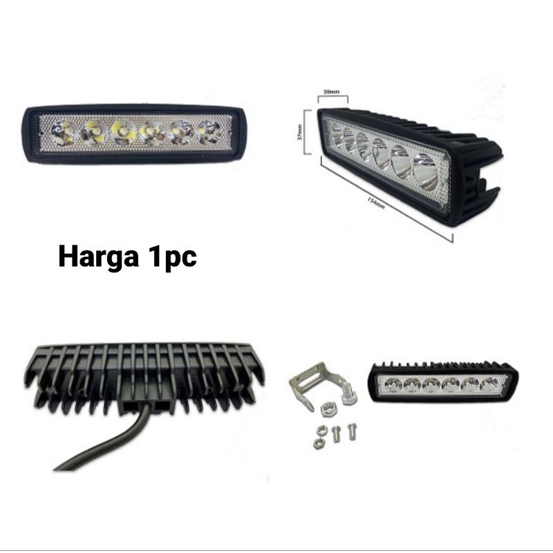 Lampu Sorot Tembak LED 6 Titik Mata CWL 18 Watt Cree 18W Motor Mobil WorkLight Bar 18 Watt 18Watt