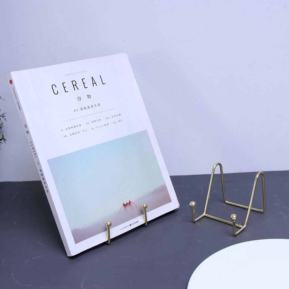 R-flower Metal Rack Geometri Besi Tempa Bracket Emas Kuda-Kuda Desktop Organisasi Gambar Holder Rak Penyimpanan