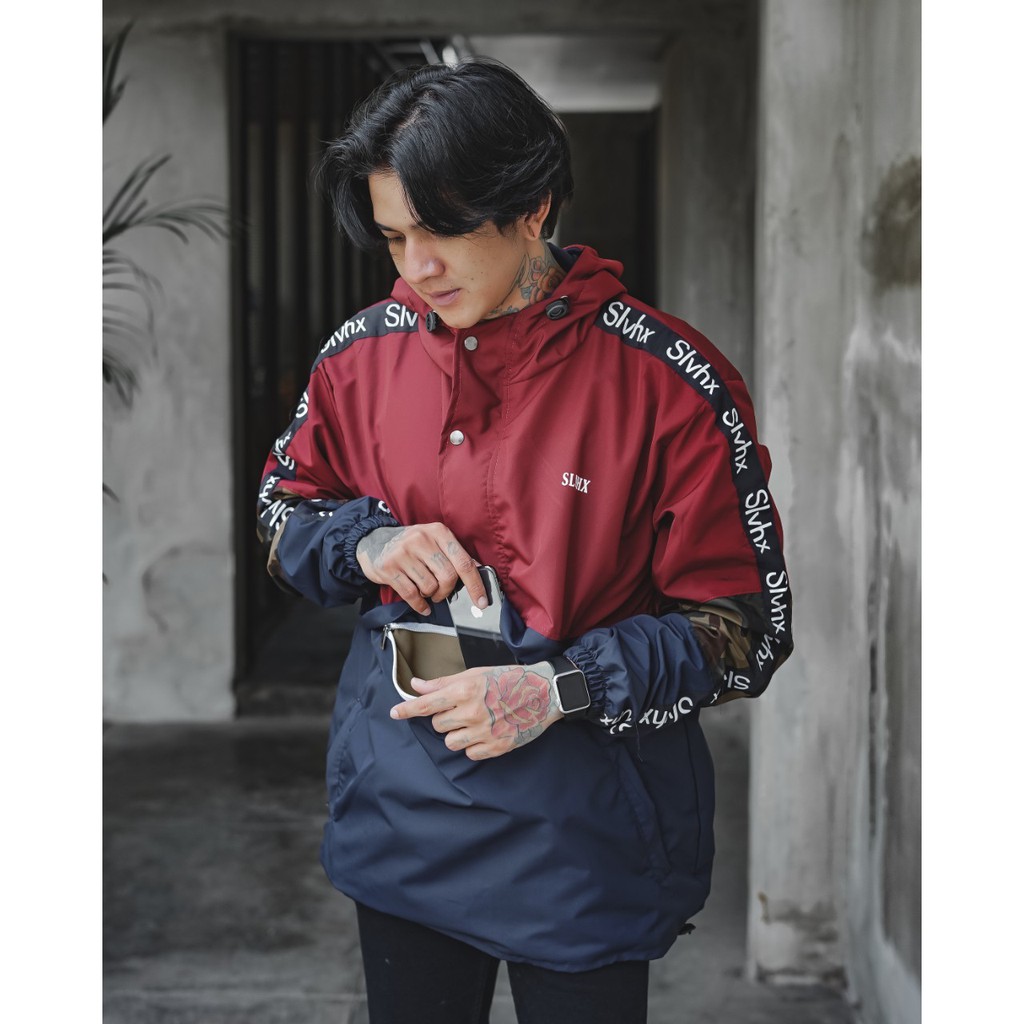 Jaket Cougle Salviohexia Maroon Navy Jaket Slvhx Jaket Parasut Pria Jaket Outdoor