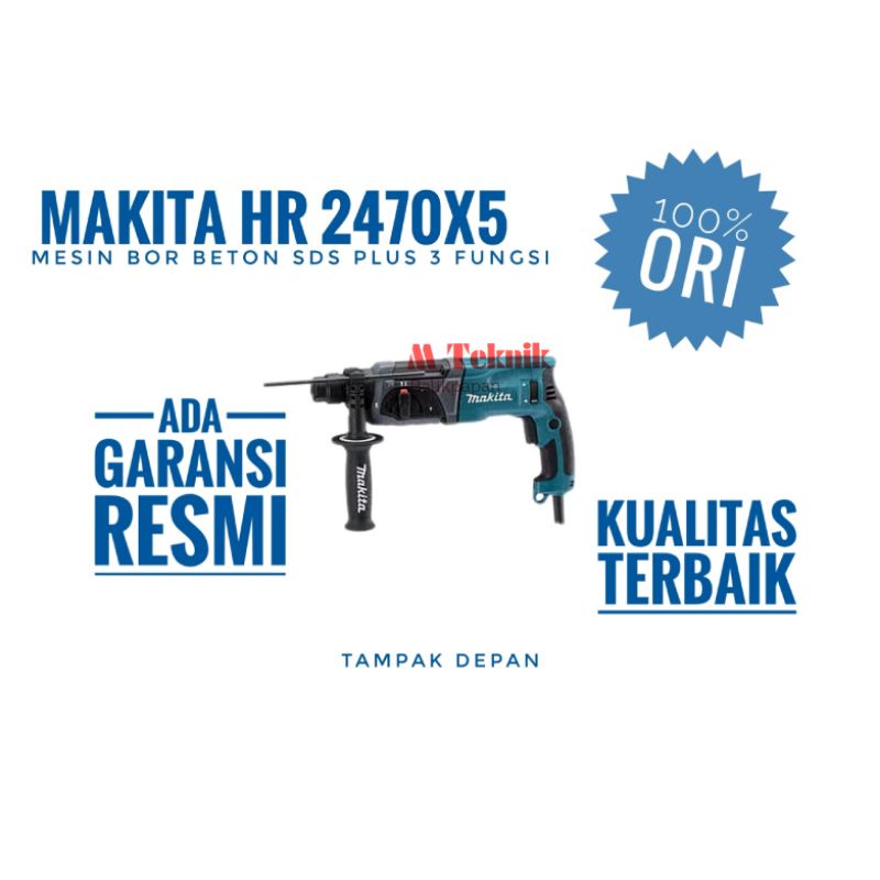 Bor bobok tembok beton 3 fungsi Makita HR 2470X5 SDS Plus HR2470 Demolition Rotary Hammer Drill HR 2
