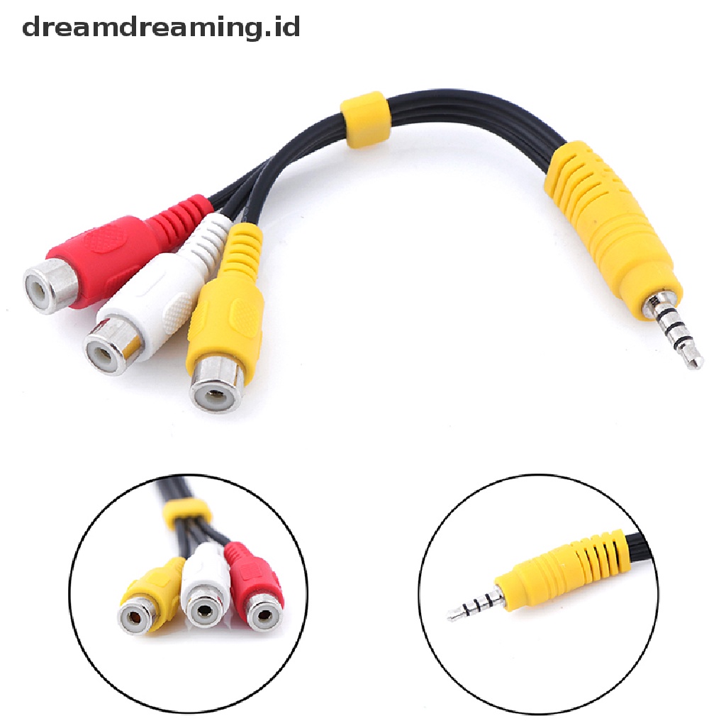 1 Pc Kabel adapter audio video AV mini aux 3.5mm male to 3 RCA female