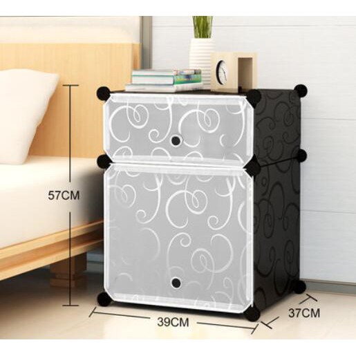 Bedola Lemari plastik rak buku susun bedside table anti air  2 pintu/kotak