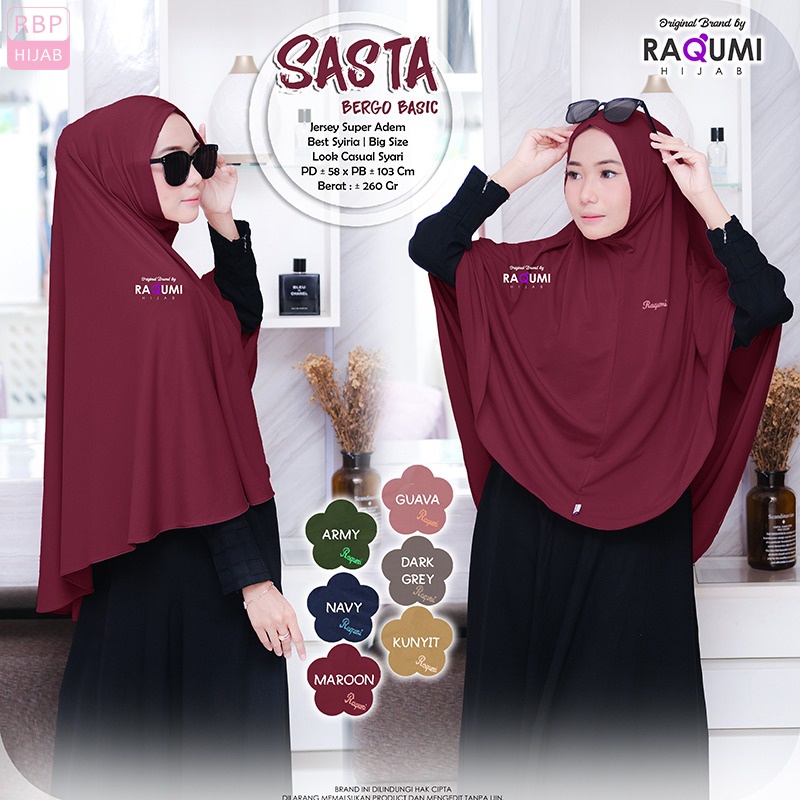 Jilbab Syar'i Instan Sasta Bergo Basic Raqumi Hijab