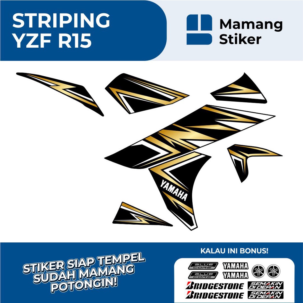 STRIPING YAHAMA R15 V2 SEMIFULLBODY GRAFIS (10) SIMPEL/STICKER MOTOR R15 LAMA SEMI FULL BODY/STIKER 
