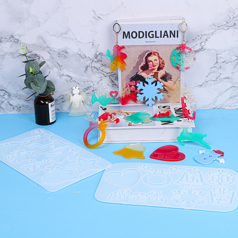 Siy Cetakan Resin Epoksi Bentuk Gantungan Kunci Tema Natal Bahan Silikon Untuk Dekorasi Pesta